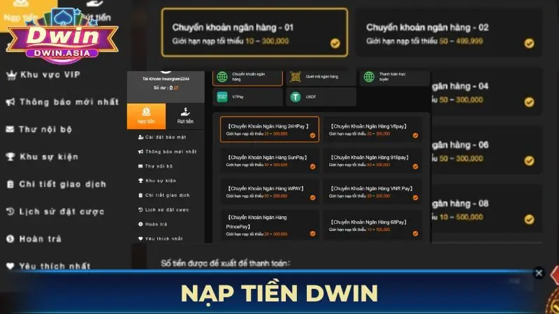 Nạp tiền DWIN